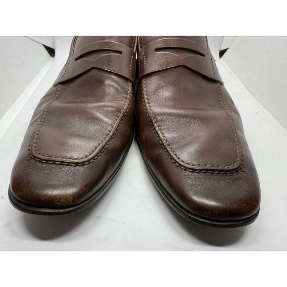 Magnanni Men’s Brown Leather Penny Loafers Slip On Dress Shoes Size 11 Portugal - Picture 3 of 10